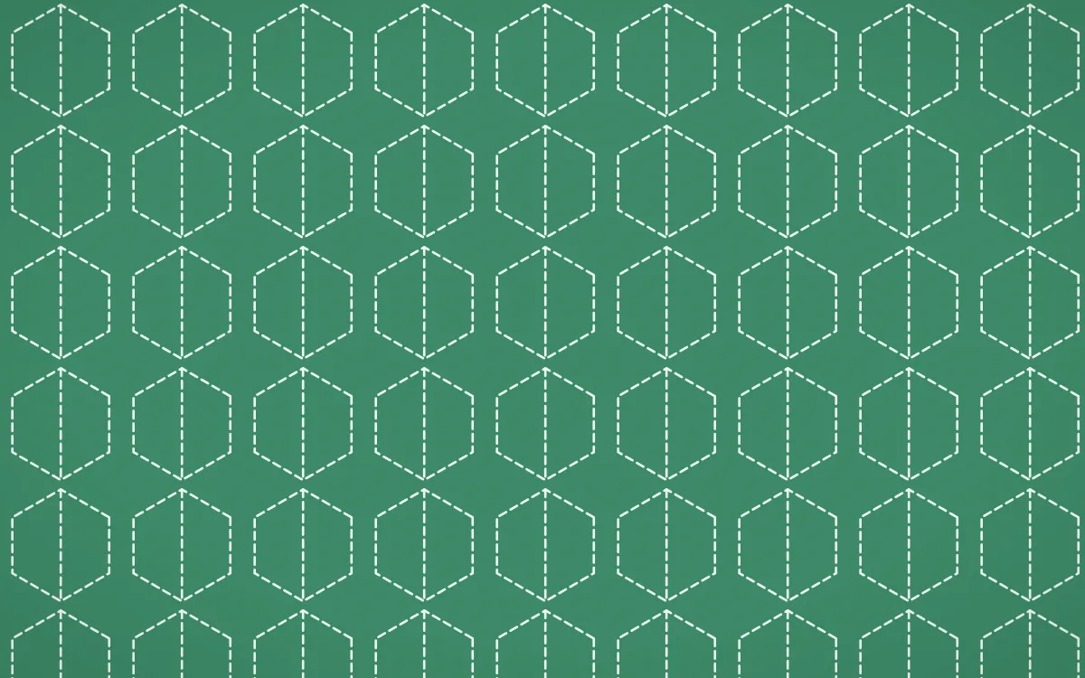 Hanbok Mint Stitch Hexagons — colourful green and white sashiko background