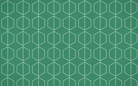 Hanbok Mint Stitch Hexagons — colourful green and white sashiko background