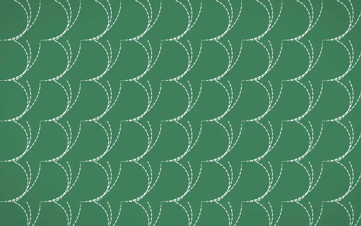 Havana Mint Stitch Fans — dark green and white sashiko background