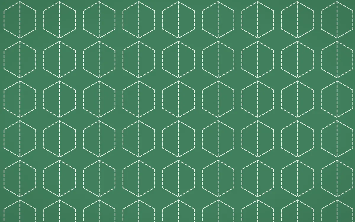 Havana Mint Stitch Hexagons — dark green and white sashiko background