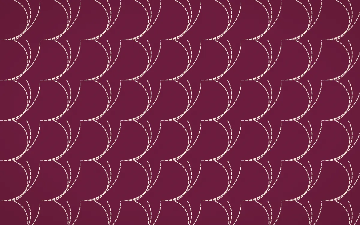 Island Punch Stitch Fans — dark pink and beige sashiko background