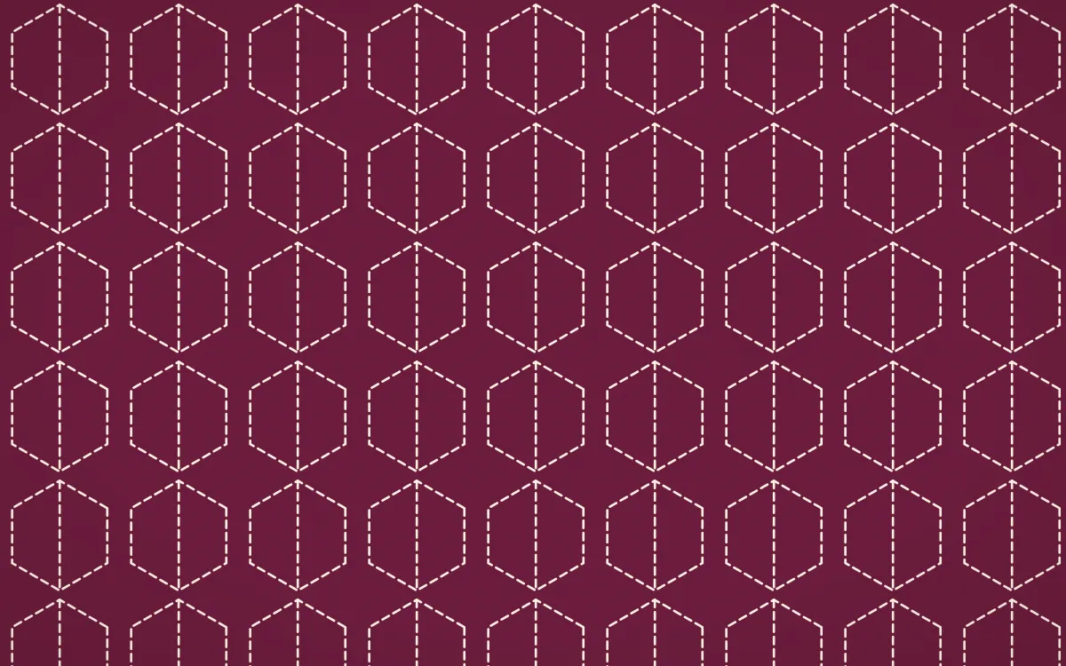 Island Punch Stitch Hexagons — dark pink and beige sashiko background