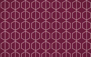 Island Punch Stitch Hexagons — dark pink and beige sashiko background
