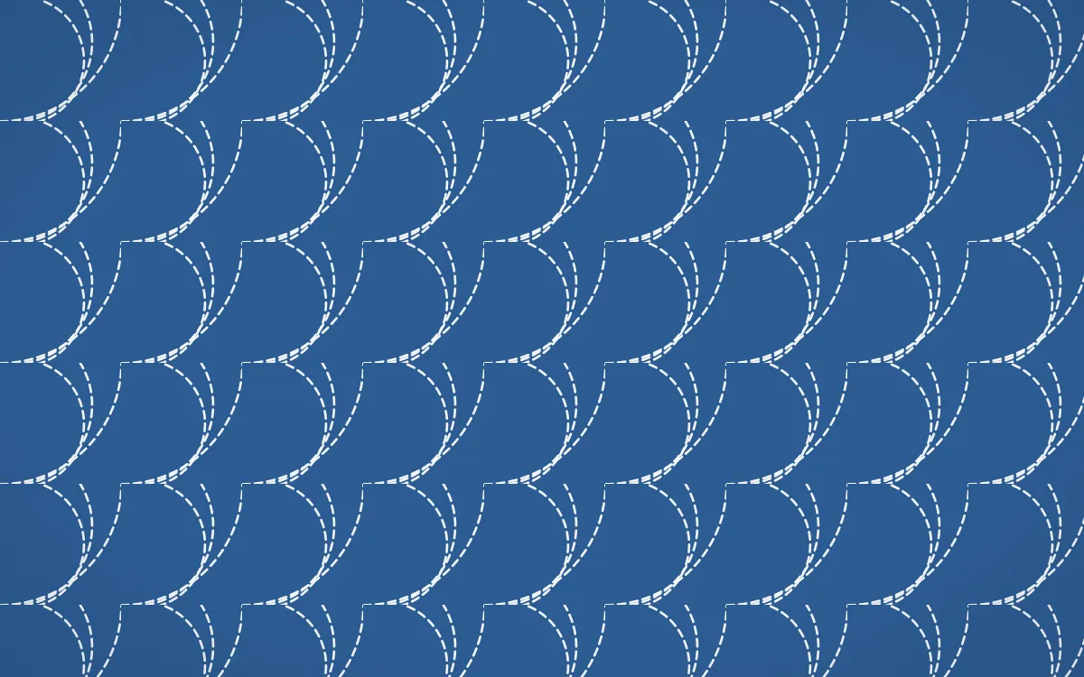 Iznik Blue Stitch Fans — colourful blue and white sashiko background