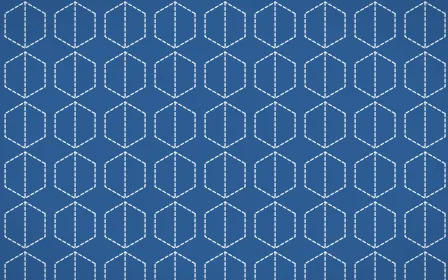 Iznik Blue Stitch Hexagons — colourful blue and white sashiko background
