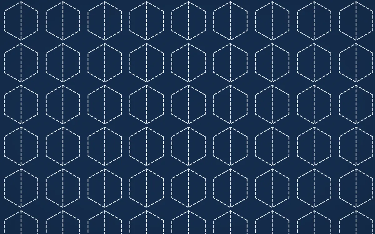 Jodhpur Indigo Stitch Hexagons — dark blue sashiko background