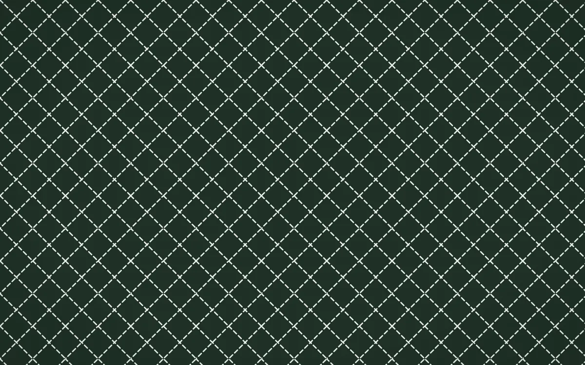Kiwi Fern Stitch Diamonds — dark green and white sashiko background