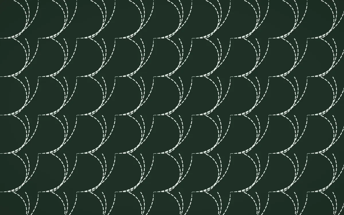 Kiwi Fern Stitch Fans — dark green and white sashiko background