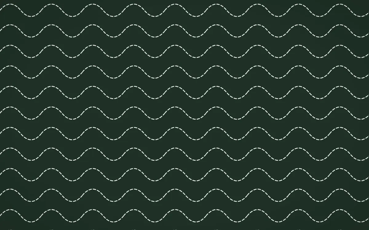 Kiwi Fern Stitch Waves — dark green and white sashiko background