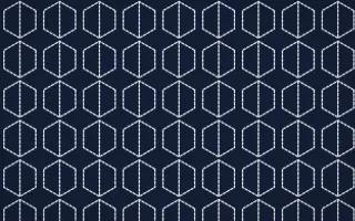 Kyoto Indigo Stitch Hexagons — dark blue and white sashiko background