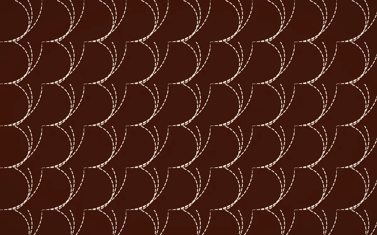 Lagos Wax Stitch Fans — dark brown and beige sashiko background