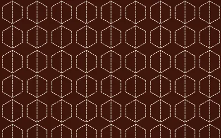 Lagos Wax Stitch Hexagons — dark brown and beige sashiko background