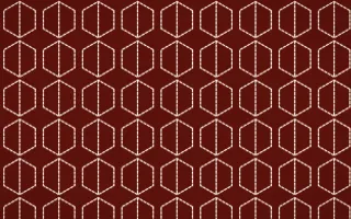 Lantern Festival Stitch Hexagons — dark red and orange sashiko background