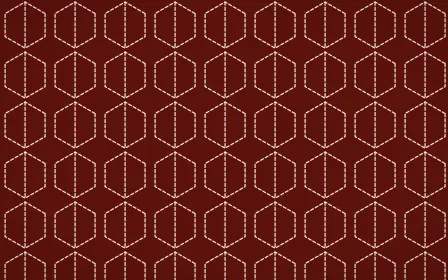 Lantern Festival Stitch Hexagons — dark red and orange sashiko background