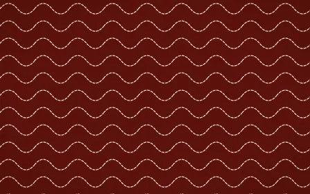 Lantern Festival Stitch Waves — dark red and orange sashiko background
