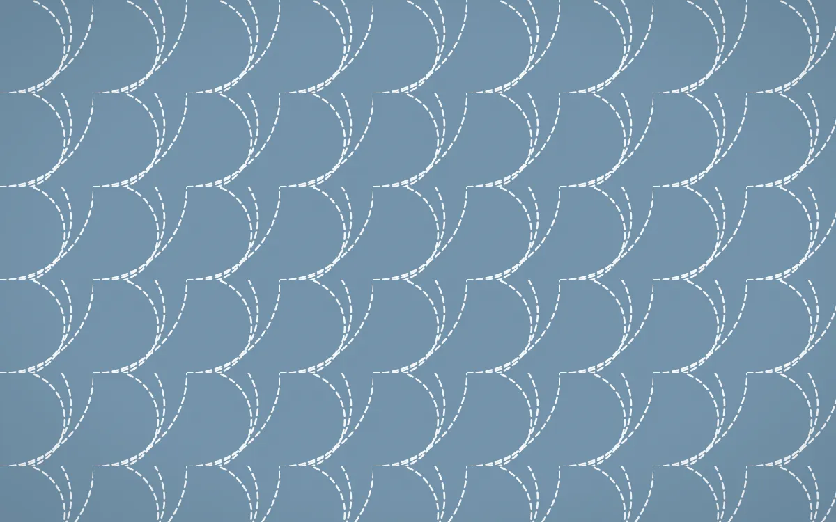 Lapland Snow Stitch Fans — colourful blue and white sashiko background