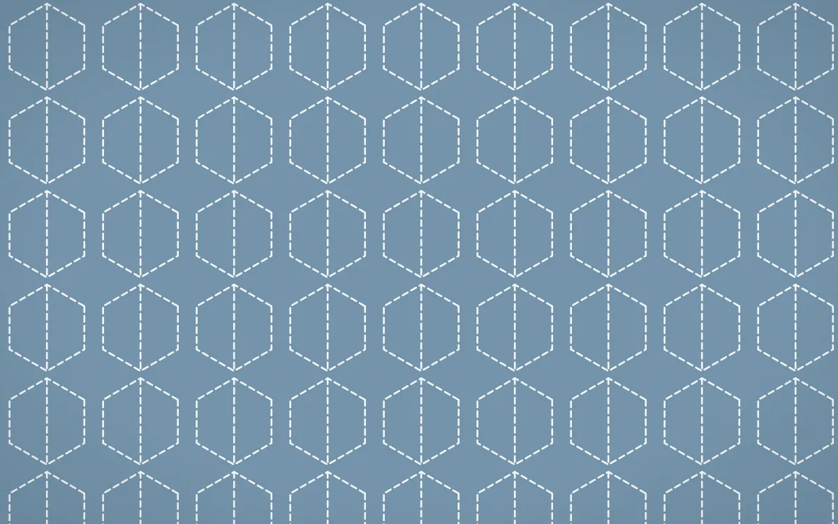 Lapland Snow Stitch Hexagons — colourful blue and white sashiko background