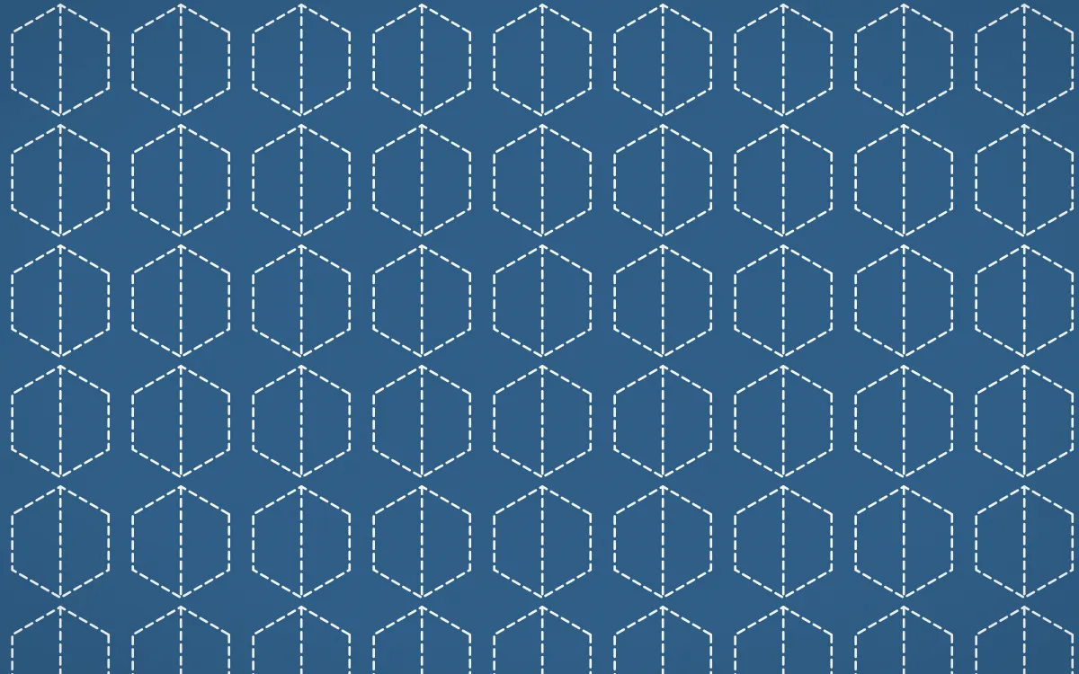 Lisbon Azul Stitch Hexagons — dark blue and white sashiko background