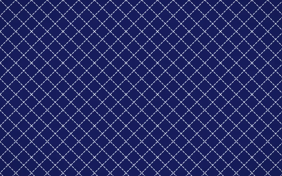 Majorelle Stitch Diamonds — dark blue and white sashiko background