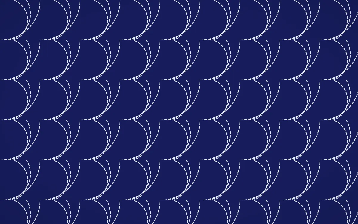 Majorelle Stitch Fans — dark blue and white sashiko background