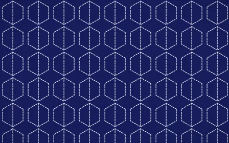 Majorelle Stitch Hexagons — dark blue and white sashiko background