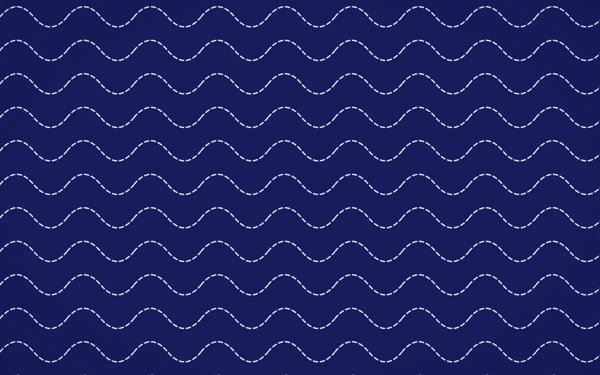 Majorelle Stitch Waves — dark blue and white sashiko background