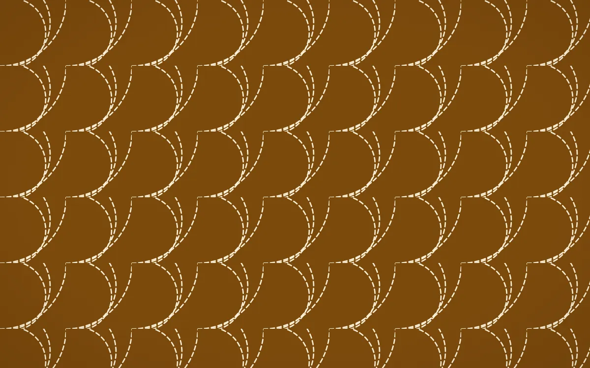Marigold Temple Stitch Fans — dark brown and beige sashiko background