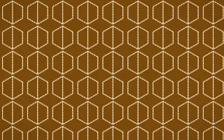 Marigold Temple Stitch Hexagons — dark brown and beige sashiko background