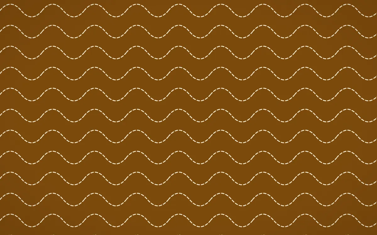 Marigold Temple Stitch Waves — dark brown and beige sashiko background