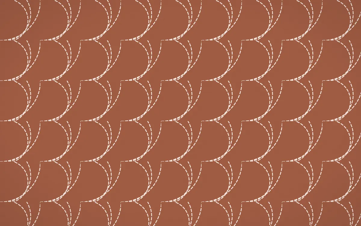Marrakech Rose Stitch Fans — colourful orange and beige sashiko background