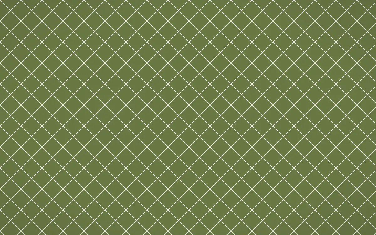 Matcha House Stitch Diamonds — dark green and white sashiko background