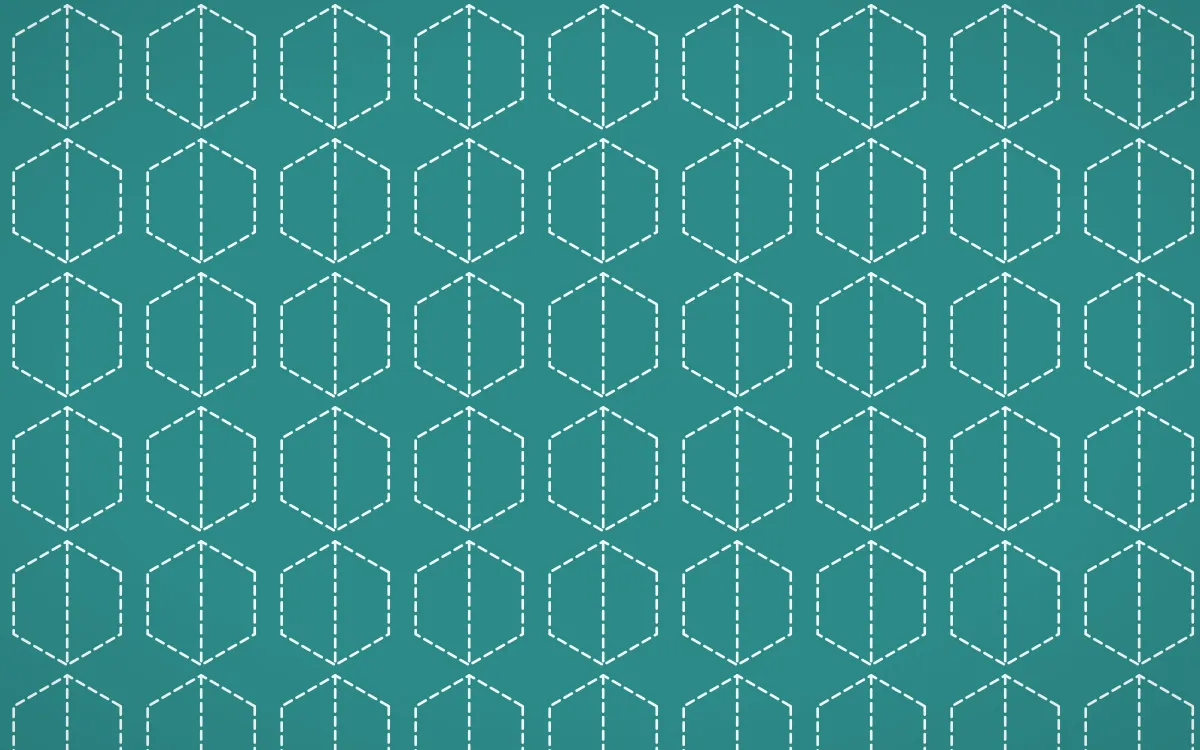 Miami Deco Stitch Hexagons — dark teal and white sashiko background