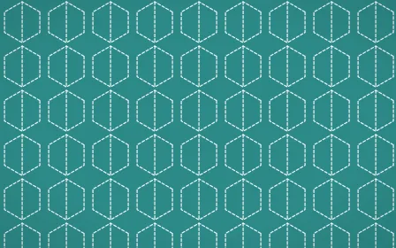 Miami Deco Stitch Hexagons — dark teal and white sashiko background