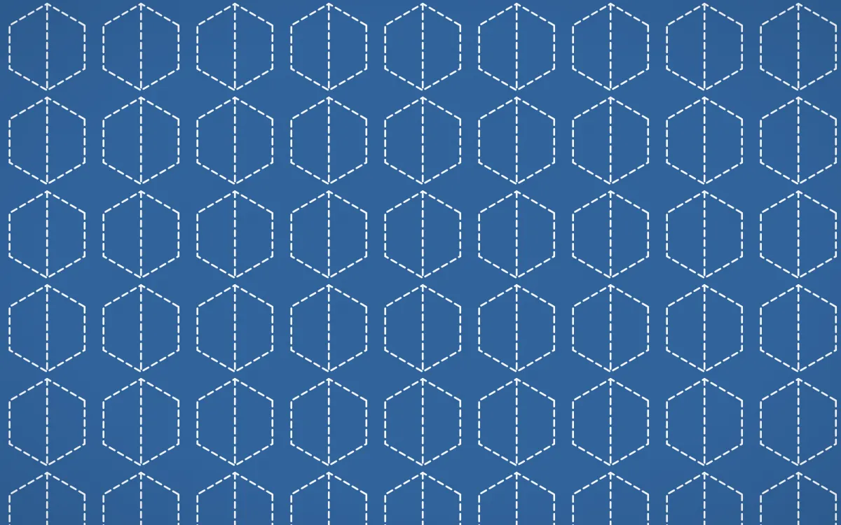 Ming Porcelain Stitch Hexagons — colourful blue and white sashiko background