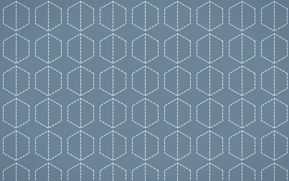 Montréal Hiver Stitch Hexagons — colourful blue and white sashiko background