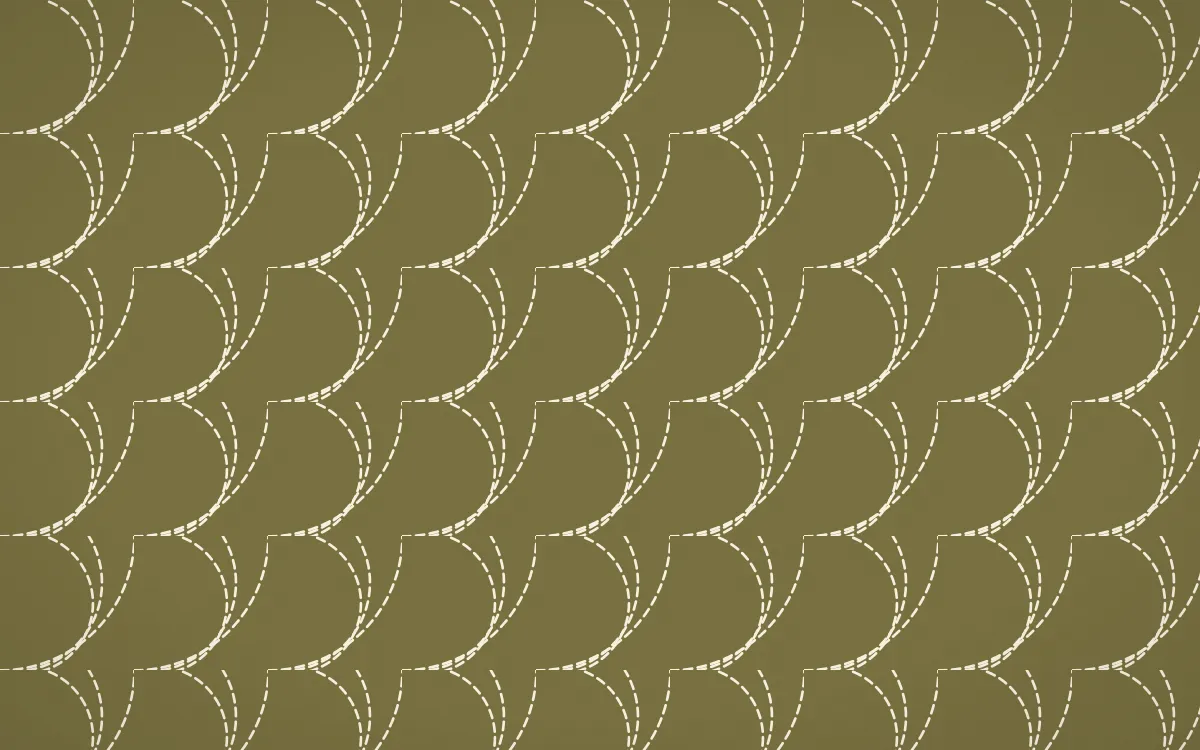 Nile Papyrus Stitch Fans — dark yellow and beige sashiko background