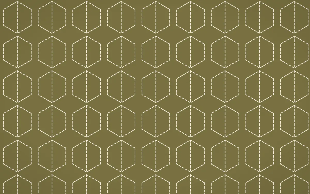 Nile Papyrus Stitch Hexagons — dark yellow and beige sashiko background