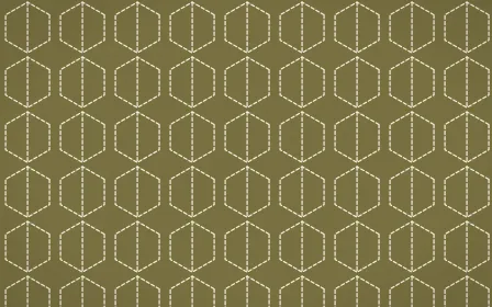 Nile Papyrus Stitch Hexagons — dark yellow and beige sashiko background