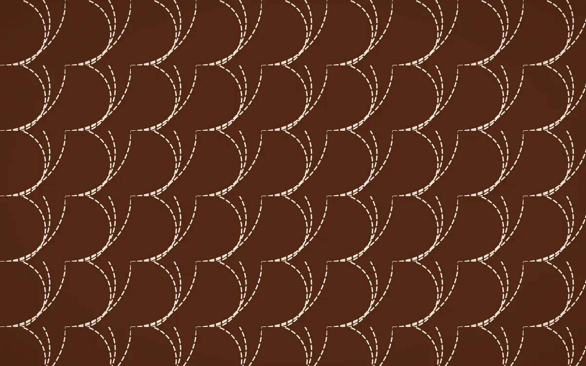 Outback Clay Stitch Fans — dark brown and beige sashiko background
