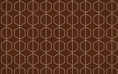 Outback Clay Stitch Hexagons — dark brown and beige sashiko background
