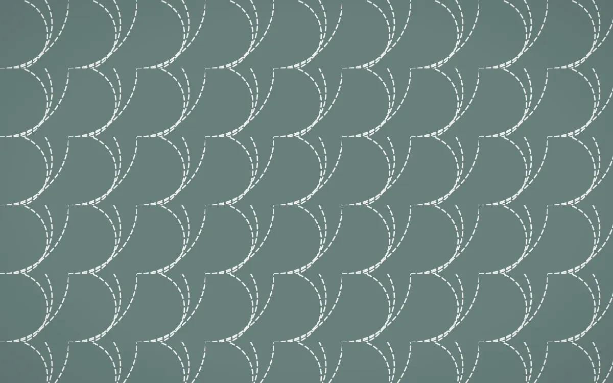 Pacific Fog Stitch Fans — colourful teal and white sashiko background