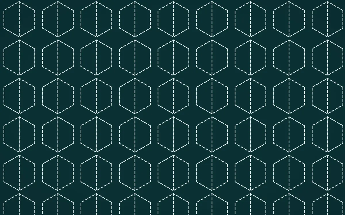 Peacock Court Stitch Hexagons — dark teal and white sashiko background