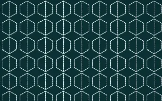 Peacock Court Stitch Hexagons — dark teal and white sashiko background