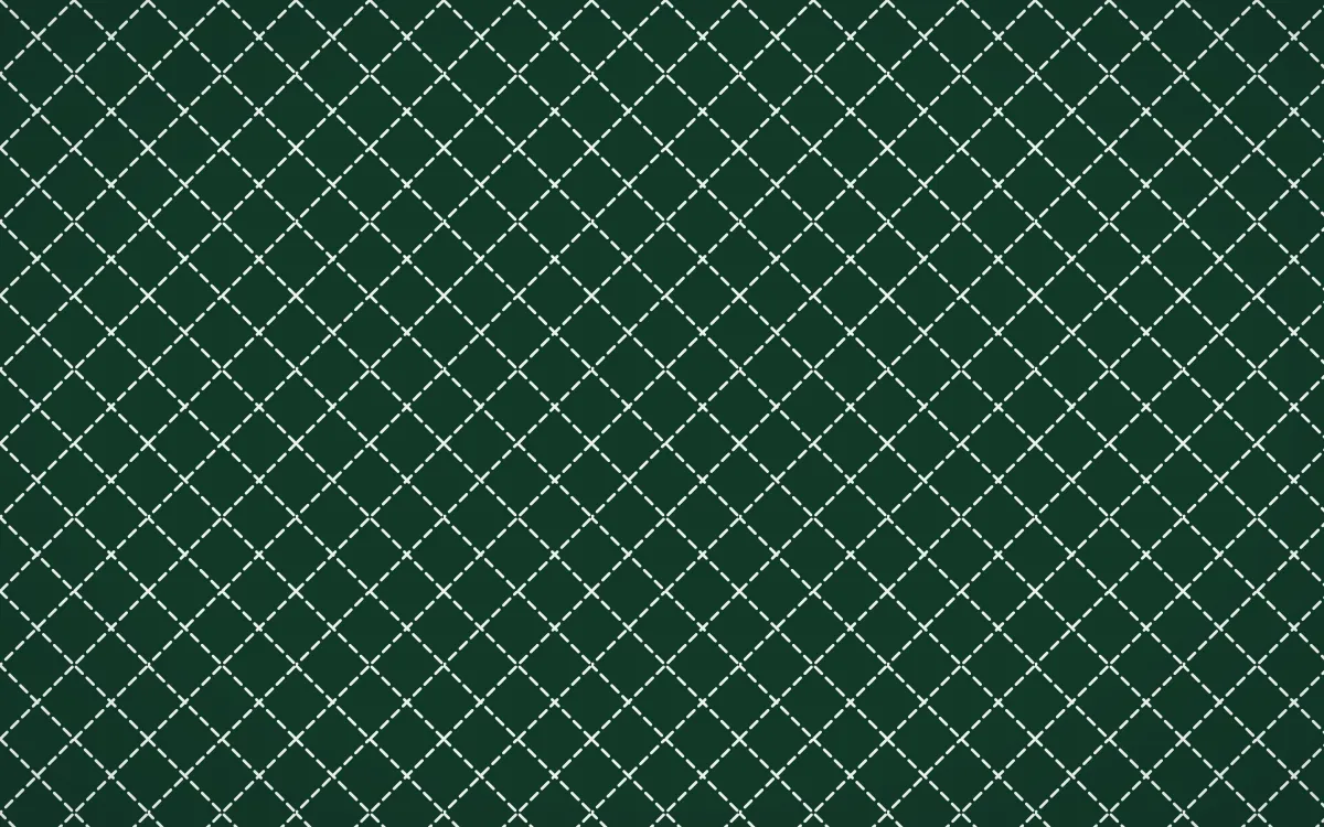 Persian Garden Stitch Diamonds — dark green and white sashiko background