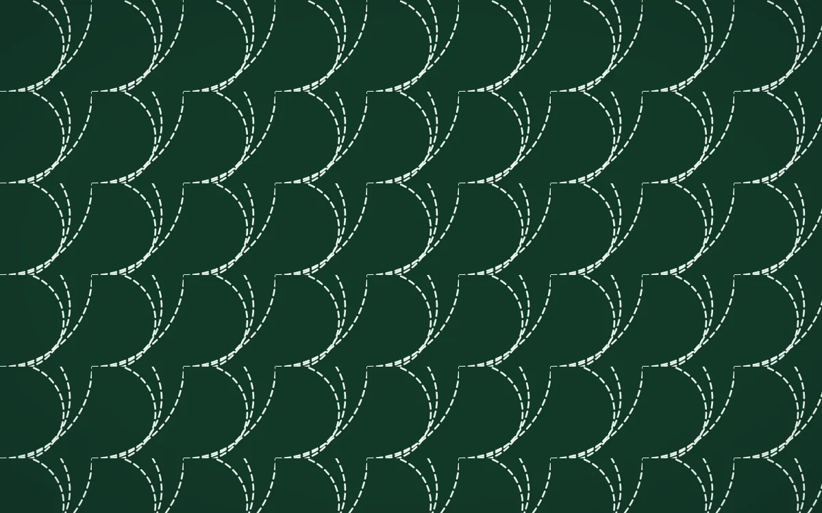 Persian Garden Stitch Fans — dark green and white sashiko background