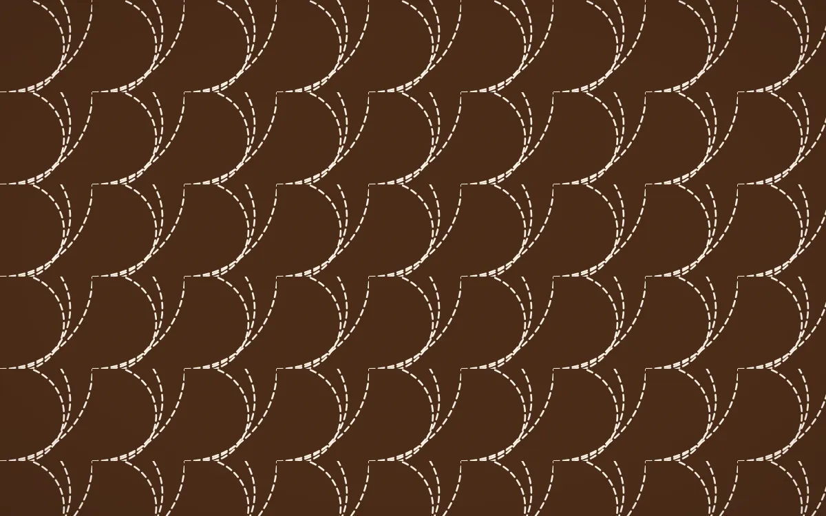 Porto Terra Stitch Fans — dark brown and beige sashiko background