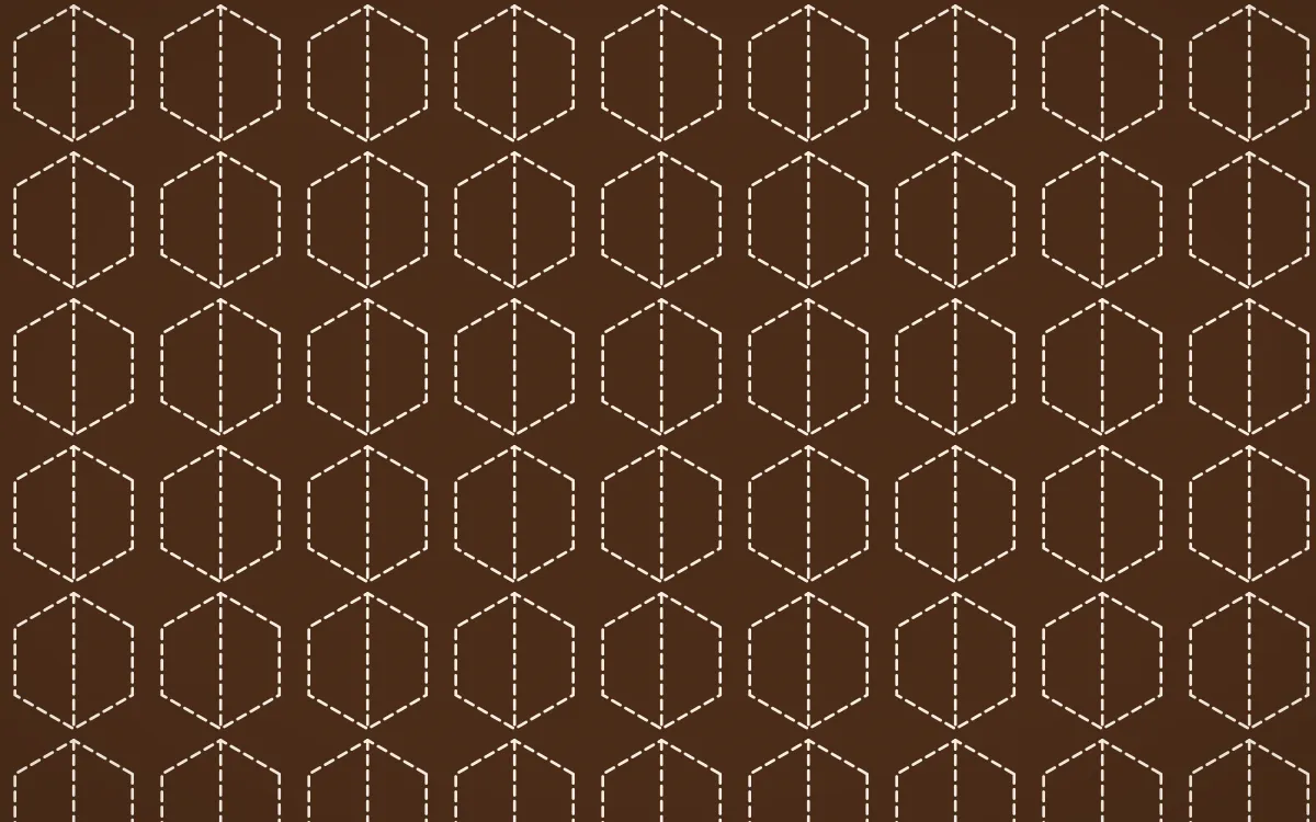 Porto Terra Stitch Hexagons — dark brown and beige sashiko background