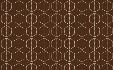 Porto Terra Stitch Hexagons — dark brown and beige sashiko background