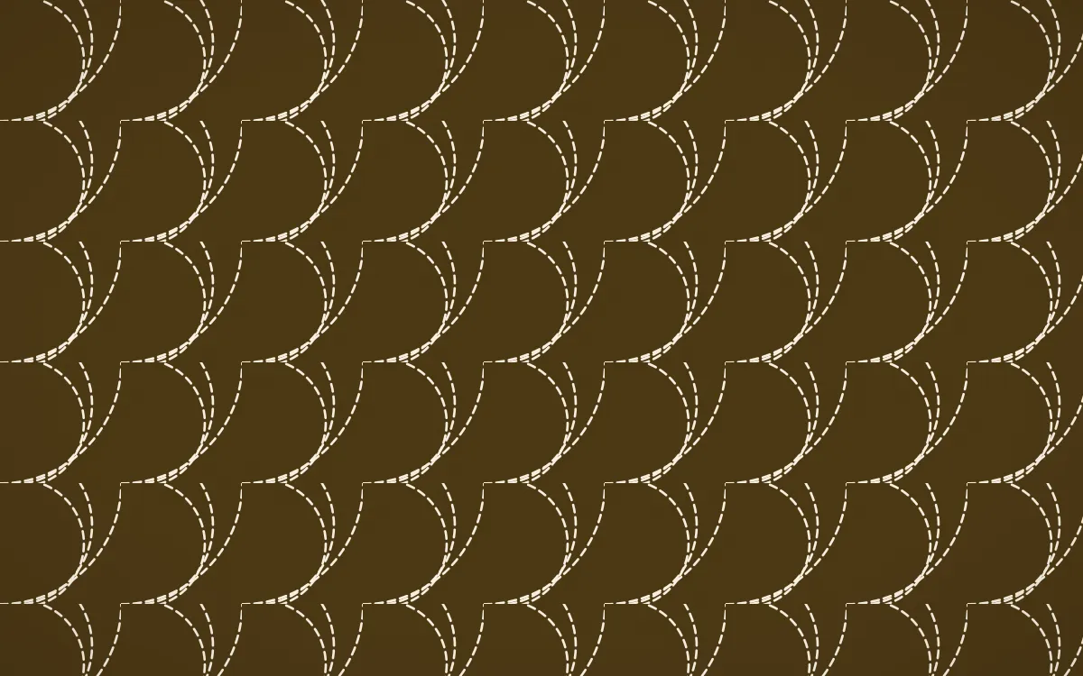 Prague Gold Stitch Fans — dark brown and beige sashiko background