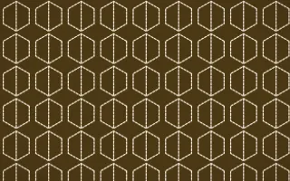 Prague Gold Stitch Hexagons — dark brown and beige sashiko background